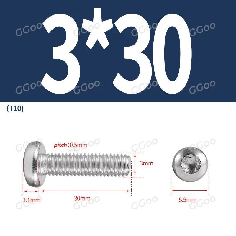 A2 Stainless Steel Torx Pan Head Machine Screws — M2 to M8, Six-Lobe Drive