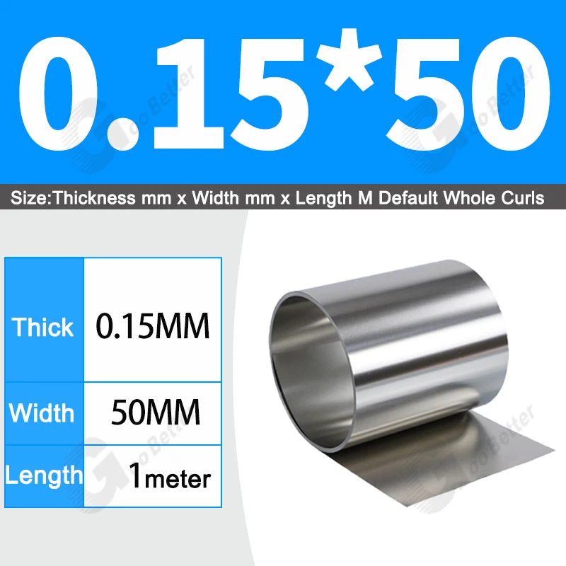 1 Meter 304 Stainless Steel Band SUS304 Sheet Foil Plate Strip Thick 0.01mm-1mm