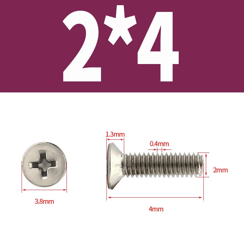 Phillips Machine Screws Countersunk Nickel Plated Steel DIN 965 Flat Head M1~M6