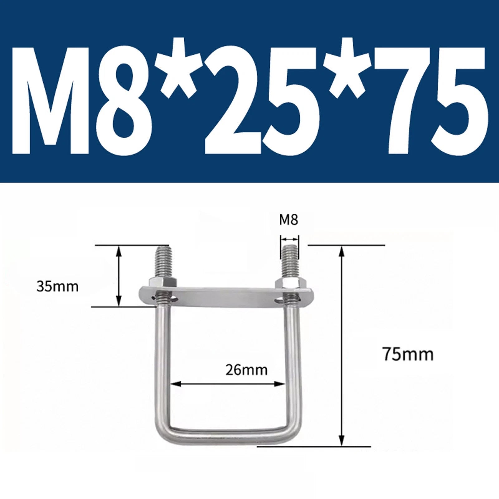 M6 M8 M10 M12 U Bolt Plates & Nuts Standard U-Bolts Stainless Steel 304 Trailer