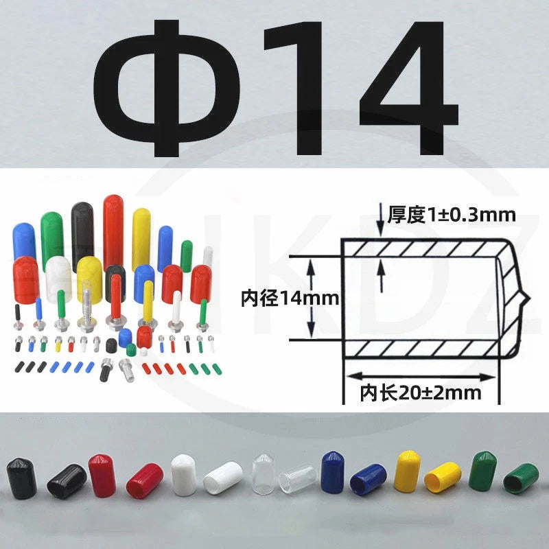 PVC End Caps for Screws, Bolts, Rods, Tubes & Cables – Thread Cover Protector, Rubber Plastic Caps (12-114mm, Multiple Colors)