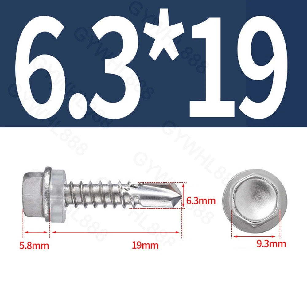 410 & A2 Stainless Hex Head Self‑Drilling Tek Screws – for Metal Roofing & Sheeting