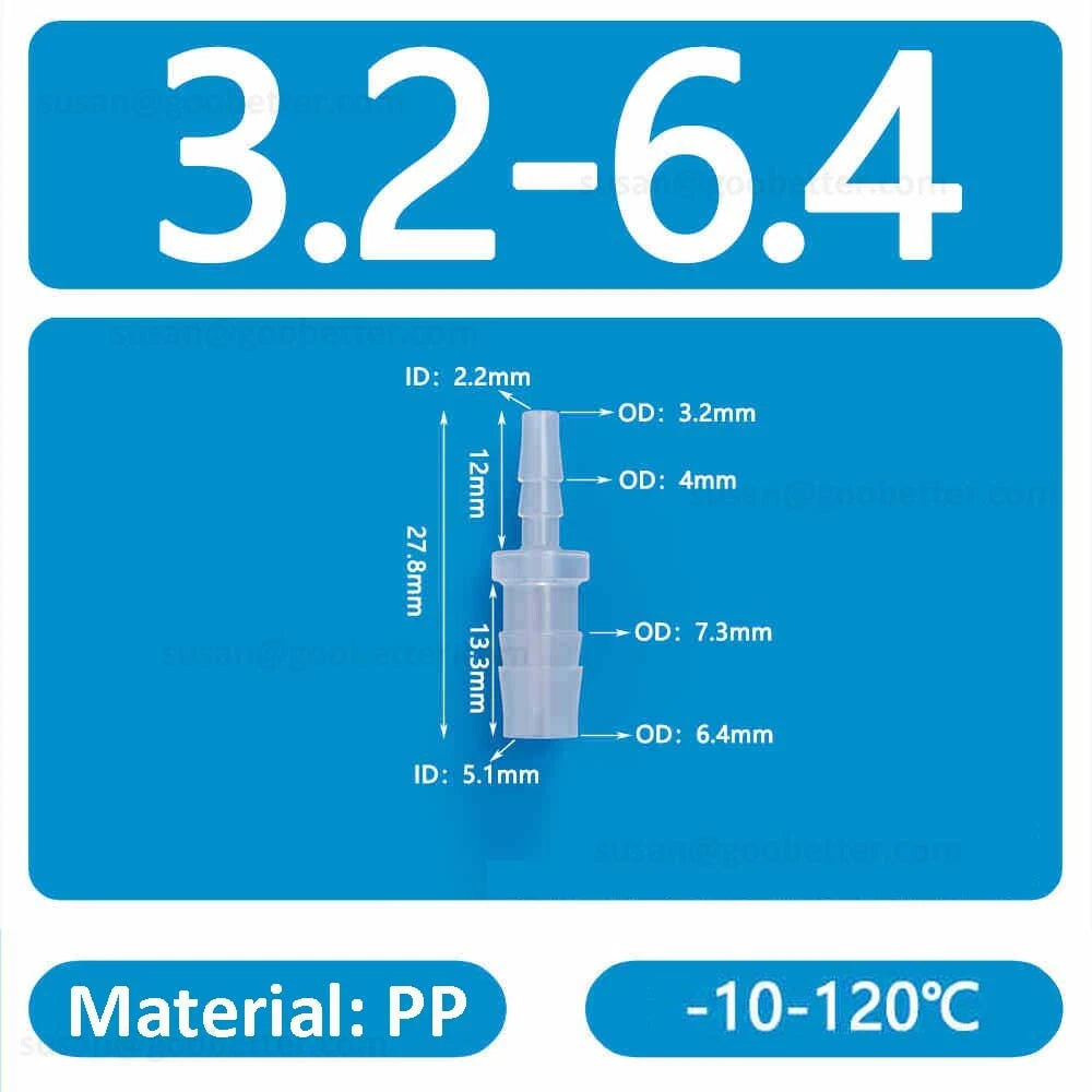 Straight Reducer Barbed Hose Connector — Plastic Joiner for Air & Water Tubing