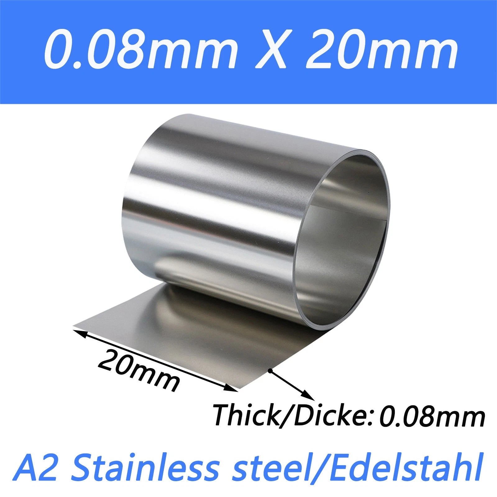 Stainless Steel 304 Thin Foil Strip Sheet | 0.01–1.0mm Thick, 10–400mm Wide