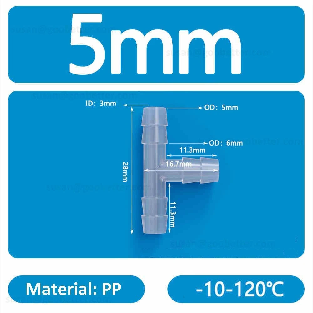 Plastic Barbed Hose Connectors — T-Piece, Elbow & Straight Fittings for Air & Water Lines