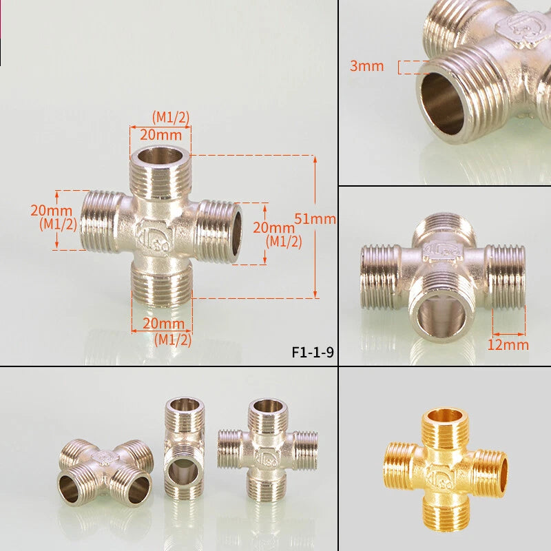 1/2" Copper Tee Elbow Diverter Valve Adapter — Hose & Shower Connector (24 Styles)