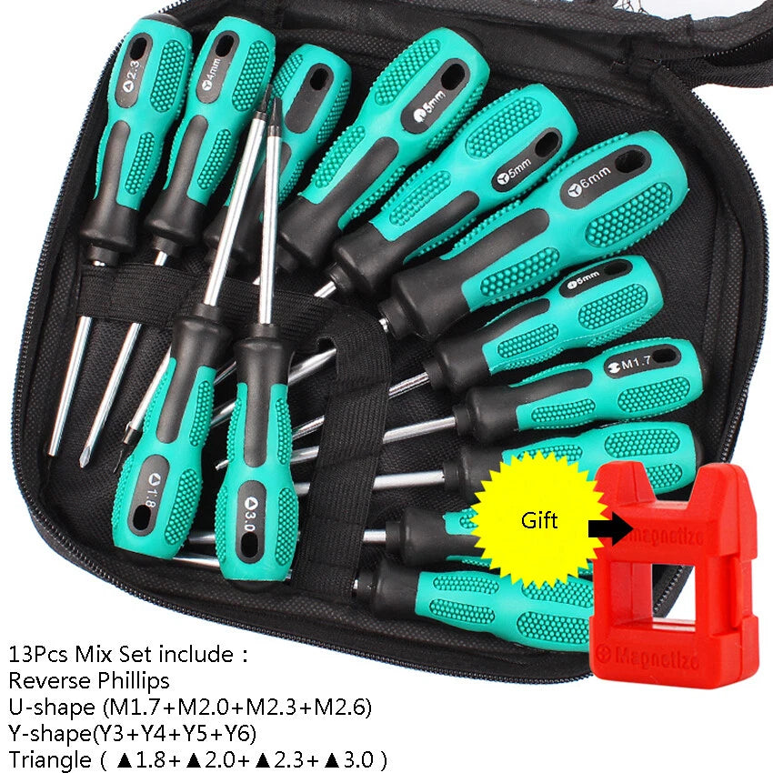 Security Screwdriver Set — Reverse Phillips, Y-Type, Triangle & Metric Bits