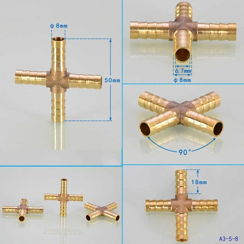 Brass Hose Joiner Fittings — Straight, Y, T & 4-Way Connectors | 6mm–19mm