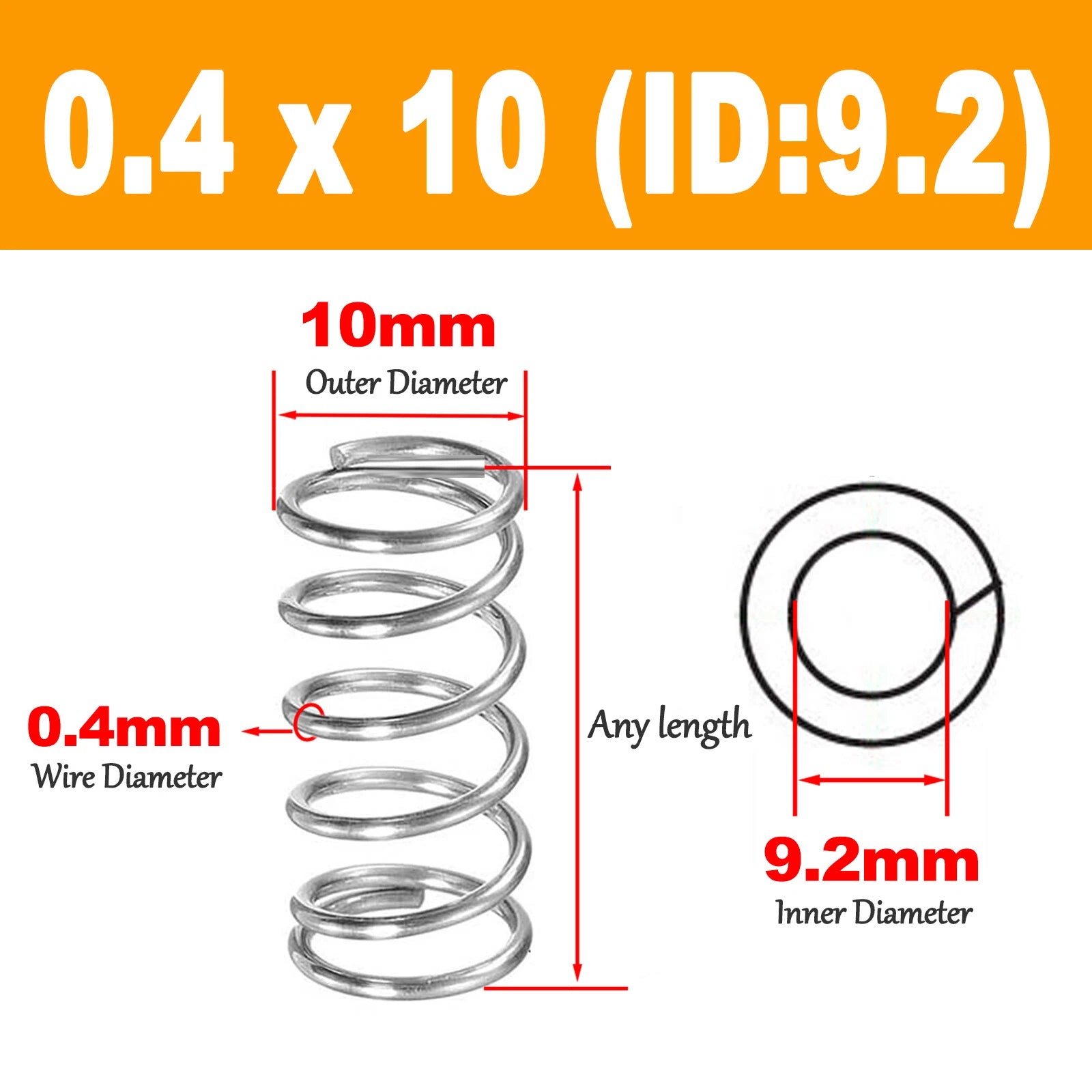 Compression Spring 0.40mm Wire Dia ,2 - 12mm OD Small Pressure Springs 304 Steel