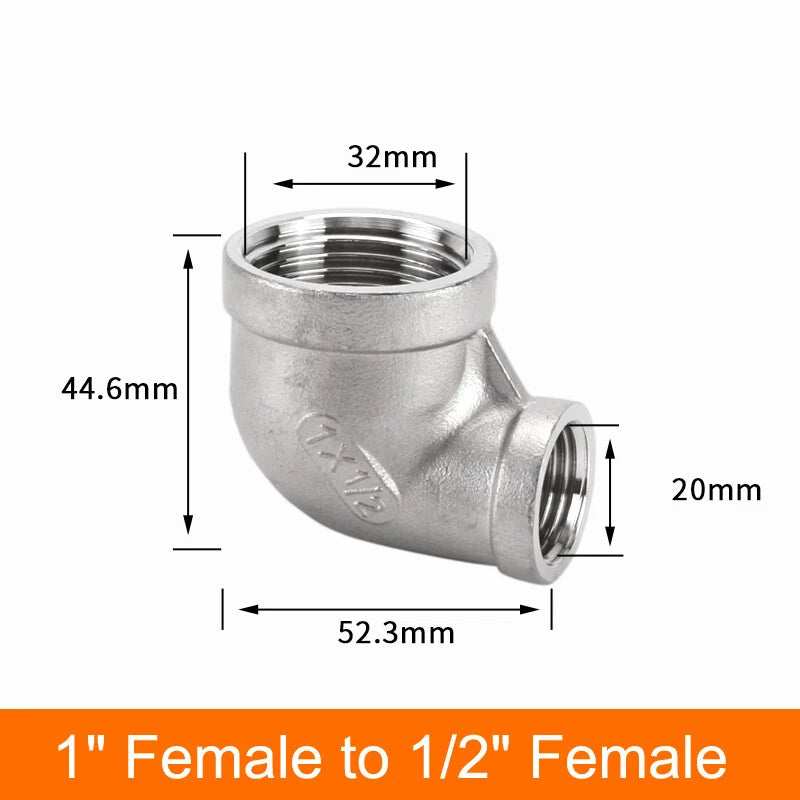 Stainless Steel 90° Elbow BSP Pipe Fittings — Same-Size & Reducing Female/Male Adapters