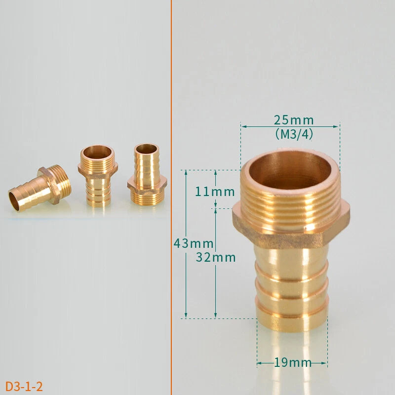 BSP Hose Barb Fittings — 1/2" & 3/4" Male or Female Thread × 6–25mm Barb (2-Pack)
