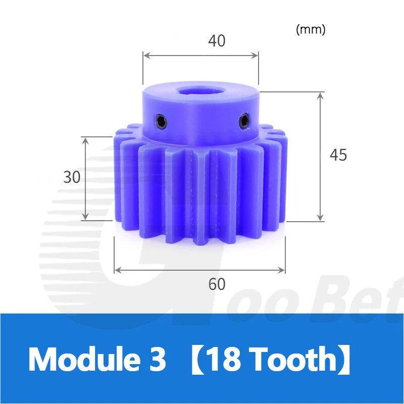Module 2 3 Precision Spur Gear 12 - 30 Tooth Pinion with Step Keyway Bore Nylon