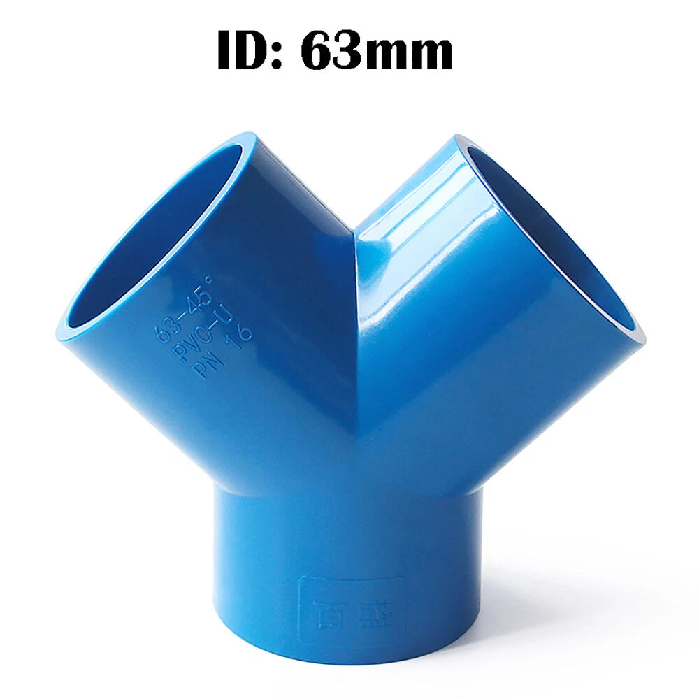 PVC Y-Fitting ID 20~63mm White Blue Grey PVC Y-Type Pipe Fitting Split Fittings