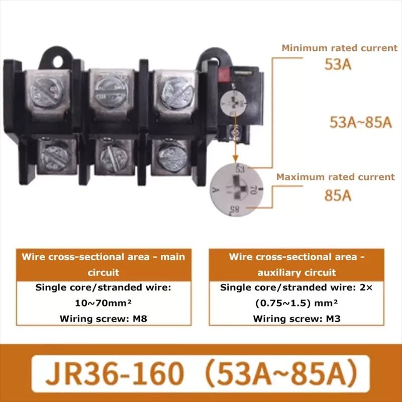 Thermal Overload Relays 0.32Amp - 160Amp For 3 Phase Motor Protector JR36 Series - HomeDIYer