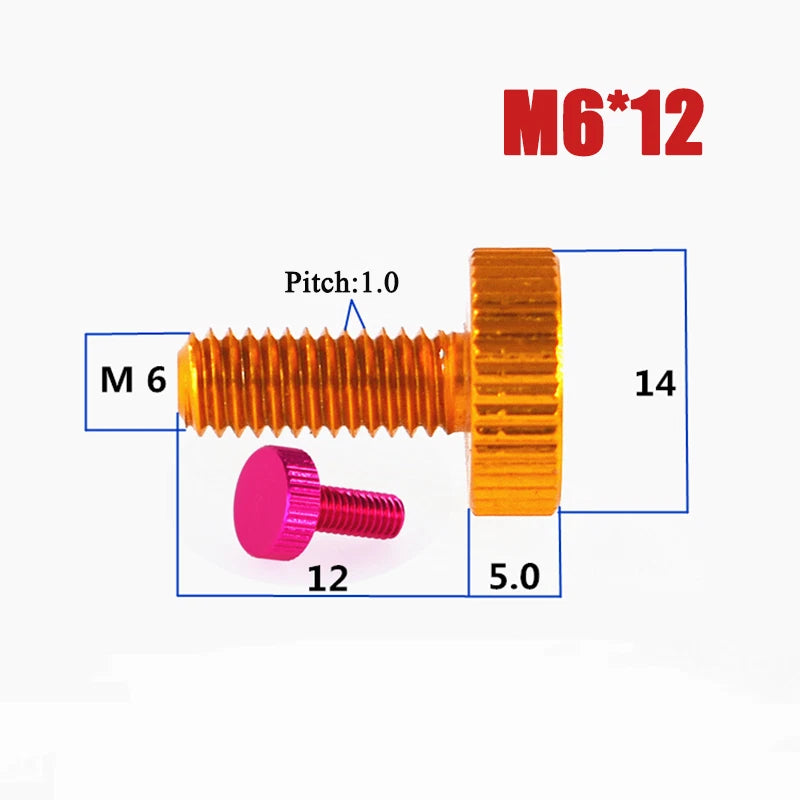 M2–M6 Aluminum Alloy Knurled Thumb Screws | Hand-Tighten Knob Bolts, 10 Colors