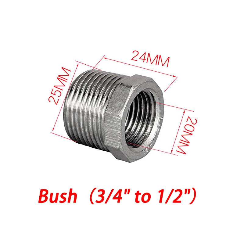 BSP 304 Stainless Steel Pipe Fittings — Elbow, Tee, Nipple, Cross, Bush, Cap (1/2" & 3/4")
