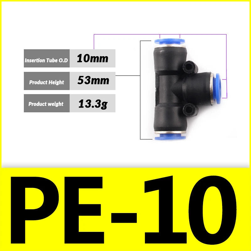 Pneumatic Push-In Fittings — PG / PU / PE Air & Water Hose Connectors, 4mm–16mm