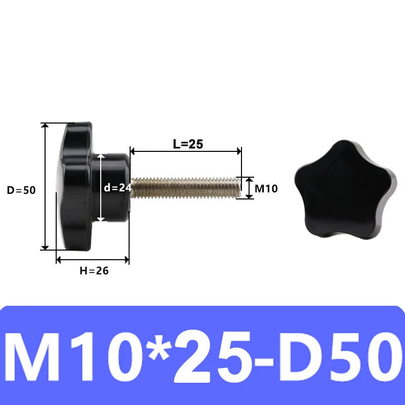 M5/6/8/10 Pentagram Star Thumb Screws Hand Grip Knob Bolts Carbon Steel/Bakelite