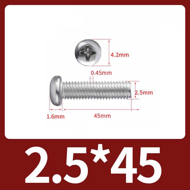 M2.5 Pozi Pan Head Machine Screws A2 Stainless Steel — Multiple Lengths - HomeDIYer