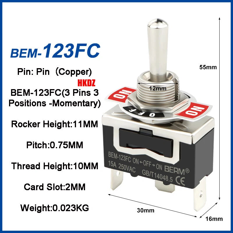 Heavy Duty Toggle Switch — 2/3 Position SPST DPDT, BEM & E-TEN Series, Pin or Screw Terminal