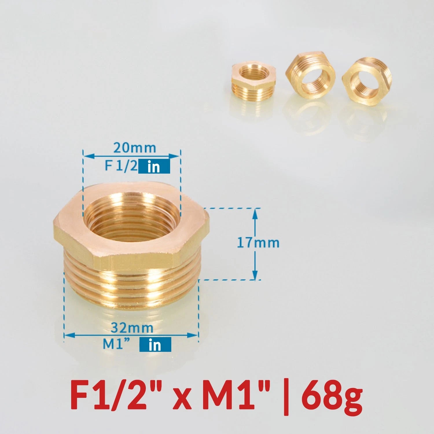 BSP Brass Reducing Hexagon Bush — Male to Female Thread Pipe Fittings