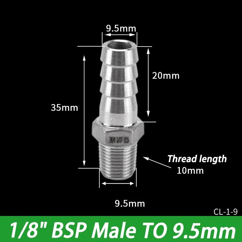 Stainless Steel Hosetails,Bsp Thread Hose Tail Barb Connector 1 8-1" Female Male