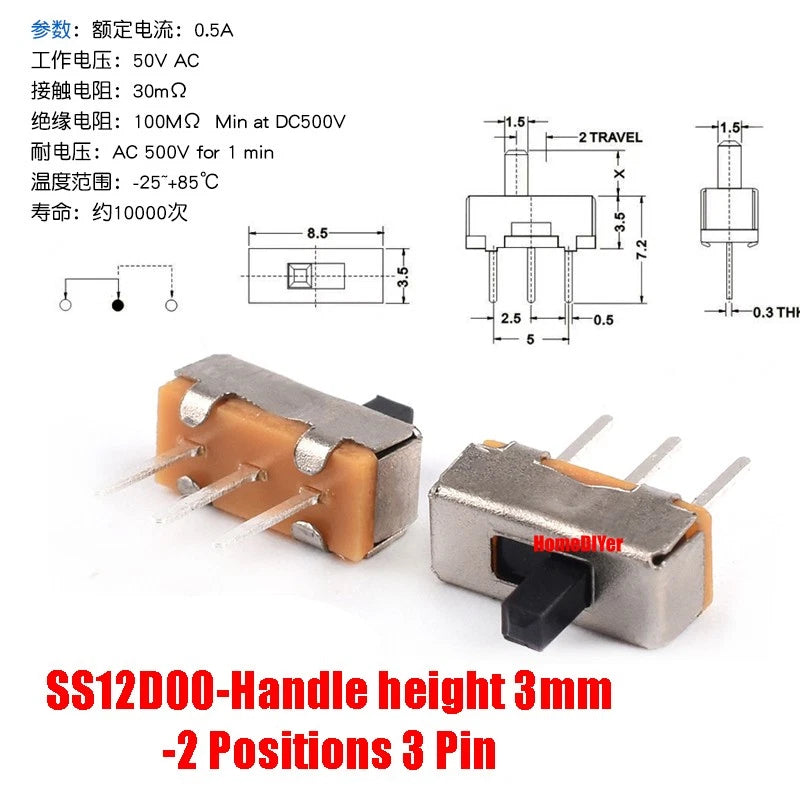 Miniature Slide Switch SS SK Series — 2/3 Position, 3–8 Pin Toggle Switches