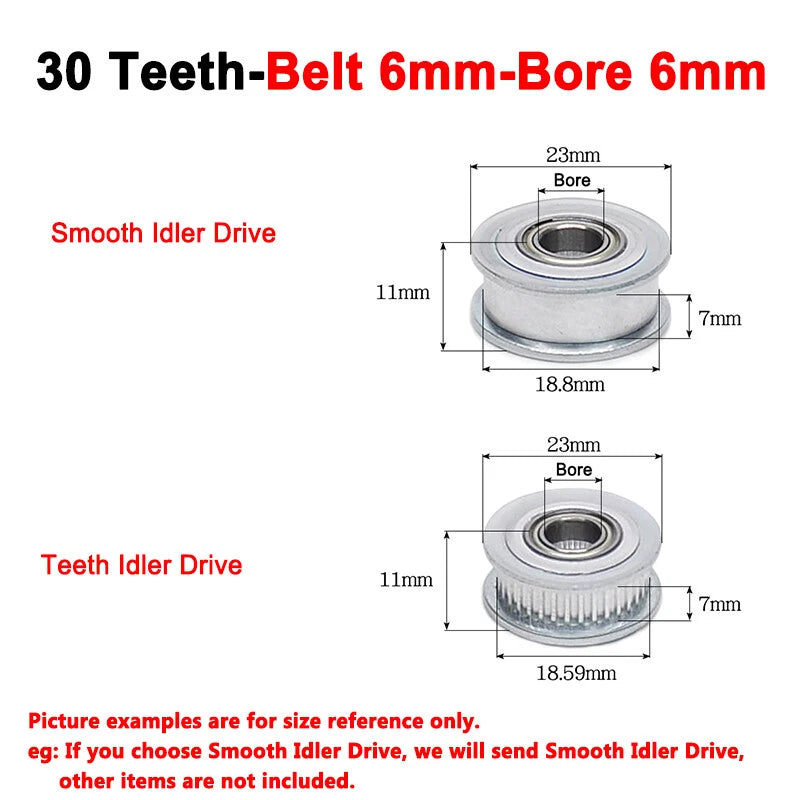 2GT Smooth-Tooth Idler Pulley 16Tooth - 40Tooth Bore 3mm 4mm 5mm 6mm 7mm 8mm
