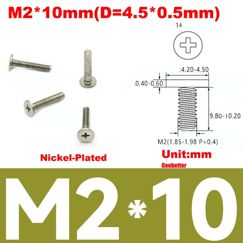 CM2/CM2.5/CM3/CM4 Ultra Thin Wafer Flat Head Phillips Screws – For Laptop & Computer Repair (M2–M4)
