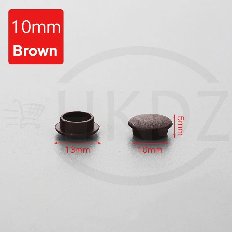 Plastic Screw Caps Covers – 5mm to 40mm Push-in Furniture Hole Plugs, Black, White and Brown