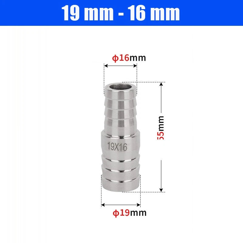 6mm~50mm Stainless Reducer Barbed Hose Joiner Connector Air Water Pipe Gas Tubi