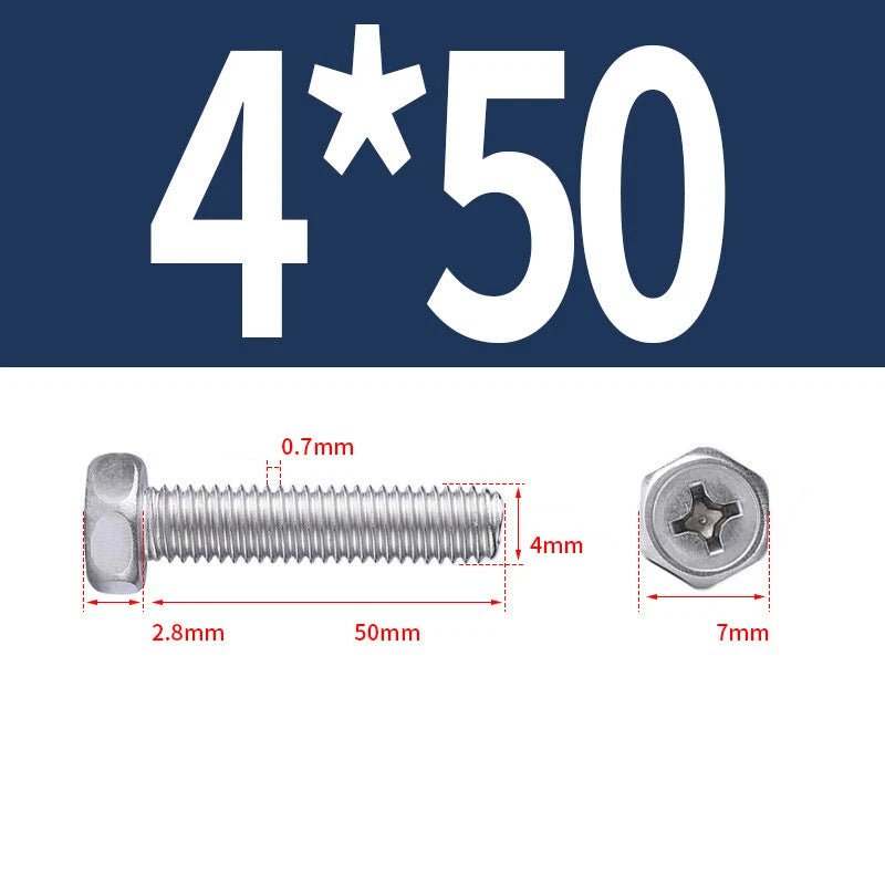 A2 Stainless Steel Hex Head Machine Screws – M3 M4 M5 M6 M8, Fully Threaded (304 Grade) - HomeDIYer
