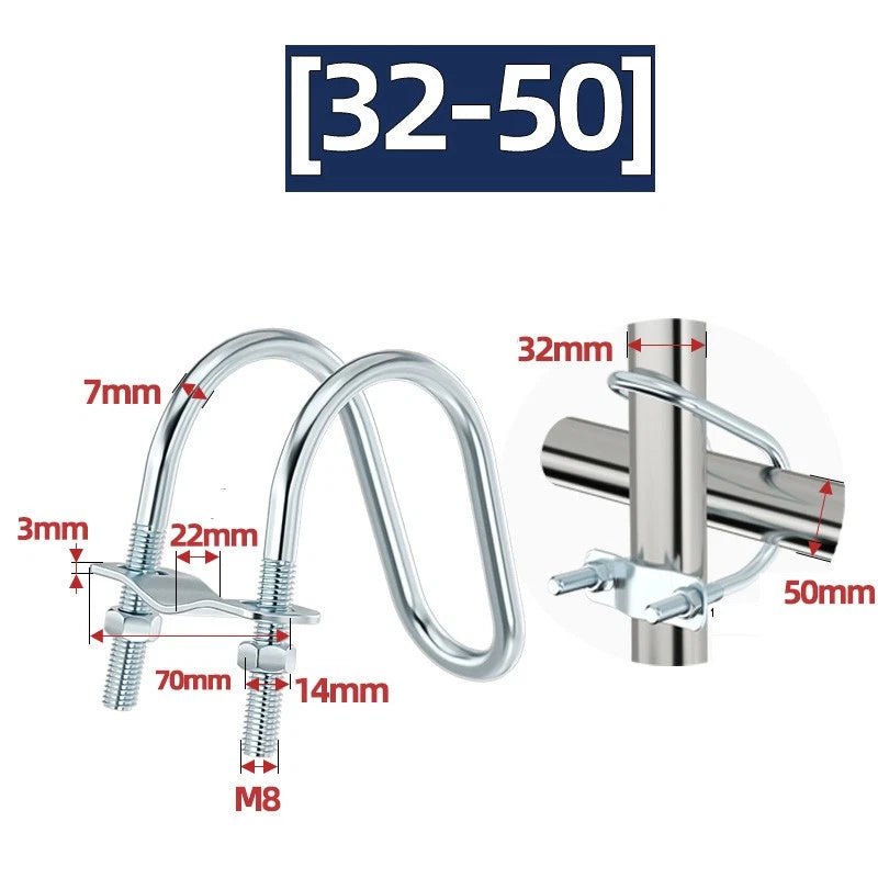 U - Bolt Pipe Clamp — Double & Single U - Shape Saddle Clamp for Greenhouse & Awning Frames - HomeDIYer