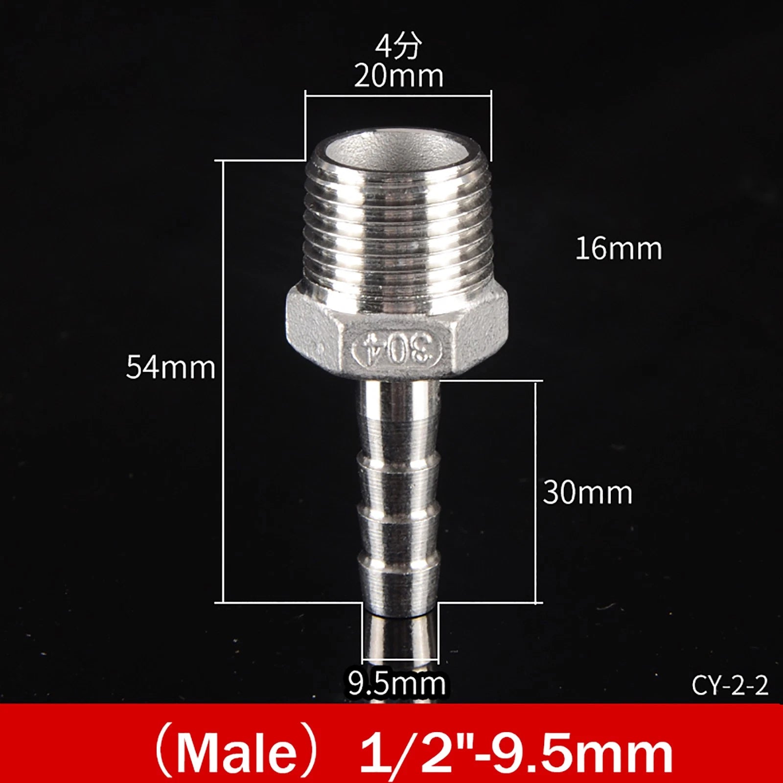 BSP Male Taper Thread x Hose Tail Adapter Fittings — Stainless Steel 304