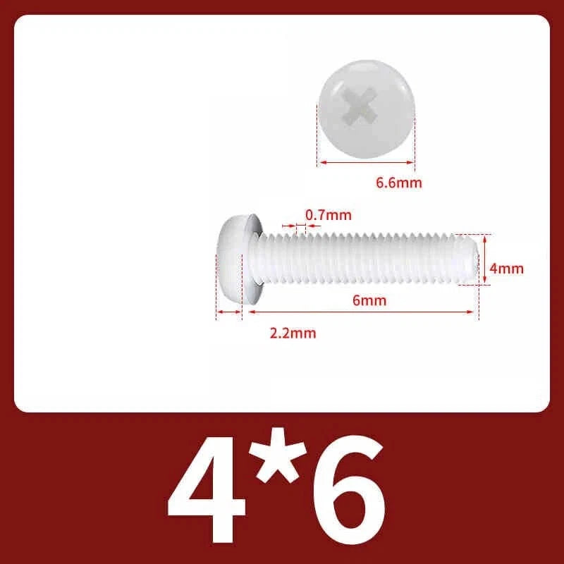 White Nylon Phillips Pan Head Machine Screws – M2 to M8, Non‑Conductive & Corrosion‑Free (PA66)
