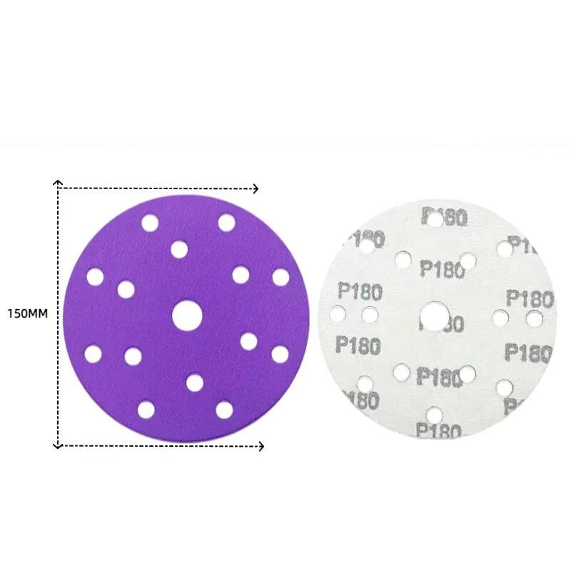 6 Inch Dry Sanding Discs Sandpaper Hook and Loop Pads 15/17Hole Grit 40-800