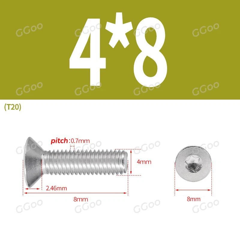 A2 Stainless Steel Torx Countersunk Flat Head Machine Screws M2 M2.5 M3 M4 M5 M6 M8 DIN 965 — 4mm to 60mm