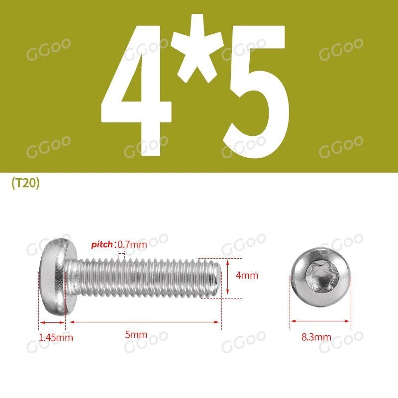 A2 Stainless Steel Torx Pan Head Machine Screws — M2 to M8, Six-Lobe Drive