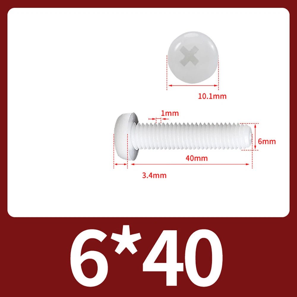 M5 M6 M8 Nylon Phillips Pan Head Machine Screws – Black & White - HomeDIYer