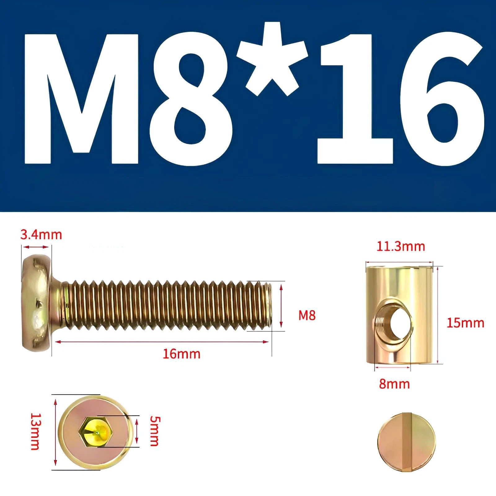 M6 M8 Galvanised Furniture Connecting Bolts with Barrel Nuts | Slotted & Phillips | 8mm–120mm