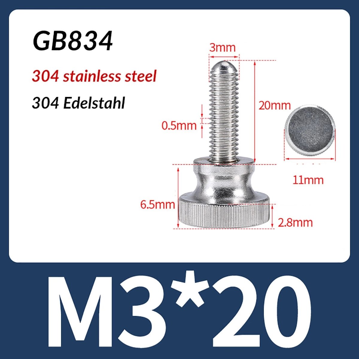 A2 Stainless Steel Knurled Thumb Screws – M2 to M10, Hand Turn Knob Bolts, 4 - 60mm Lengths - HomeDIYer