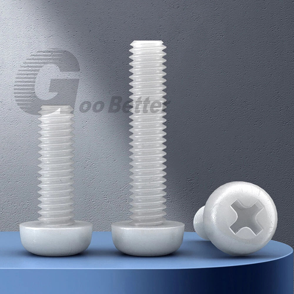 M8 Nylon Phillips Pan Head Screws Round Button Plastic Machine Bolts Fasteners