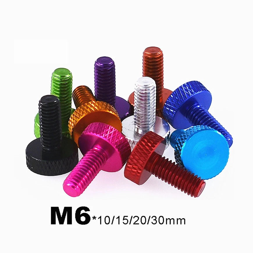 M6*10/15/20/30 Aluminum Bolts Knurled Flat Head Thumb Screws Anodized DIY Model