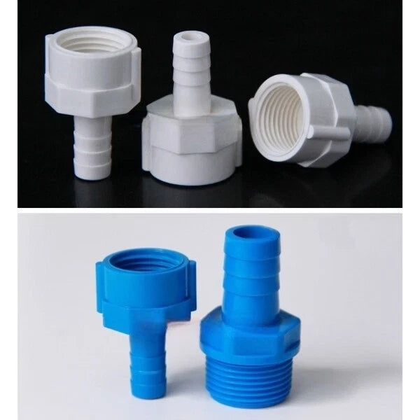 Barb PVC Pipe Straight Connector Fittings 1 2" 3 4" Threaded To Hose OD 8~16mm