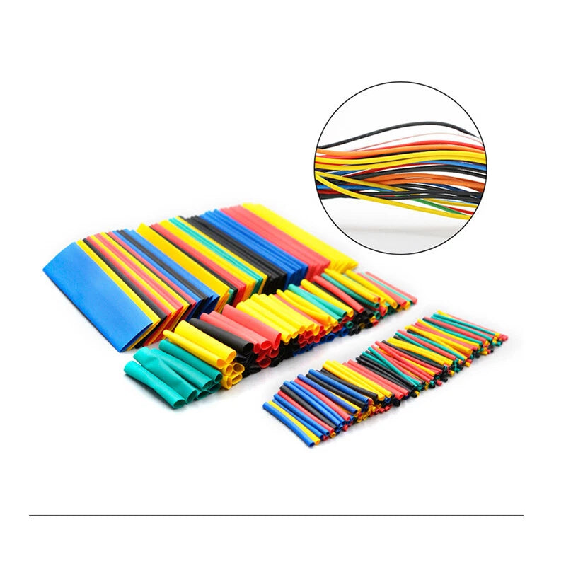 Heat Shrink Tubing Kit — 127/164/328/530 Pcs Assortment with Cable Sleeve Wrap