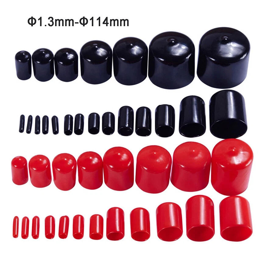 Rubber Thread Protector Caps – Φ1.3mm to Φ114mm, Black or Red (Huge Size Range)