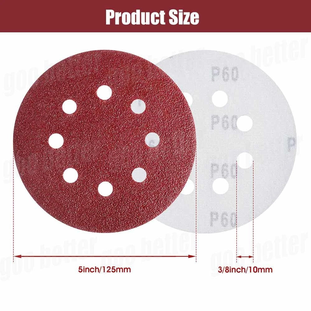 SANDING DISCS 125MM 150MM 180MM 225MM SANDPAPER ORBITAL SANDER 40 TO 600 GRIT