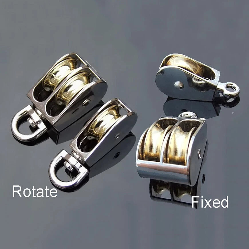 Metal Single Double Sheave Pulley Brass Wheel Swivel-Fixed Eye Lifting Rope