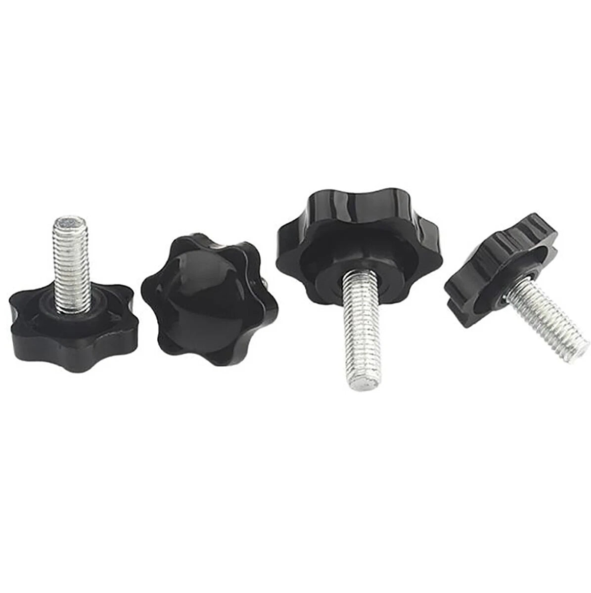 M4–M12 Black Plastic Six‑Petal Flower Thumb Screws – Hand Grip Knob Bolts (25–58mm Head) - HomeDIYer