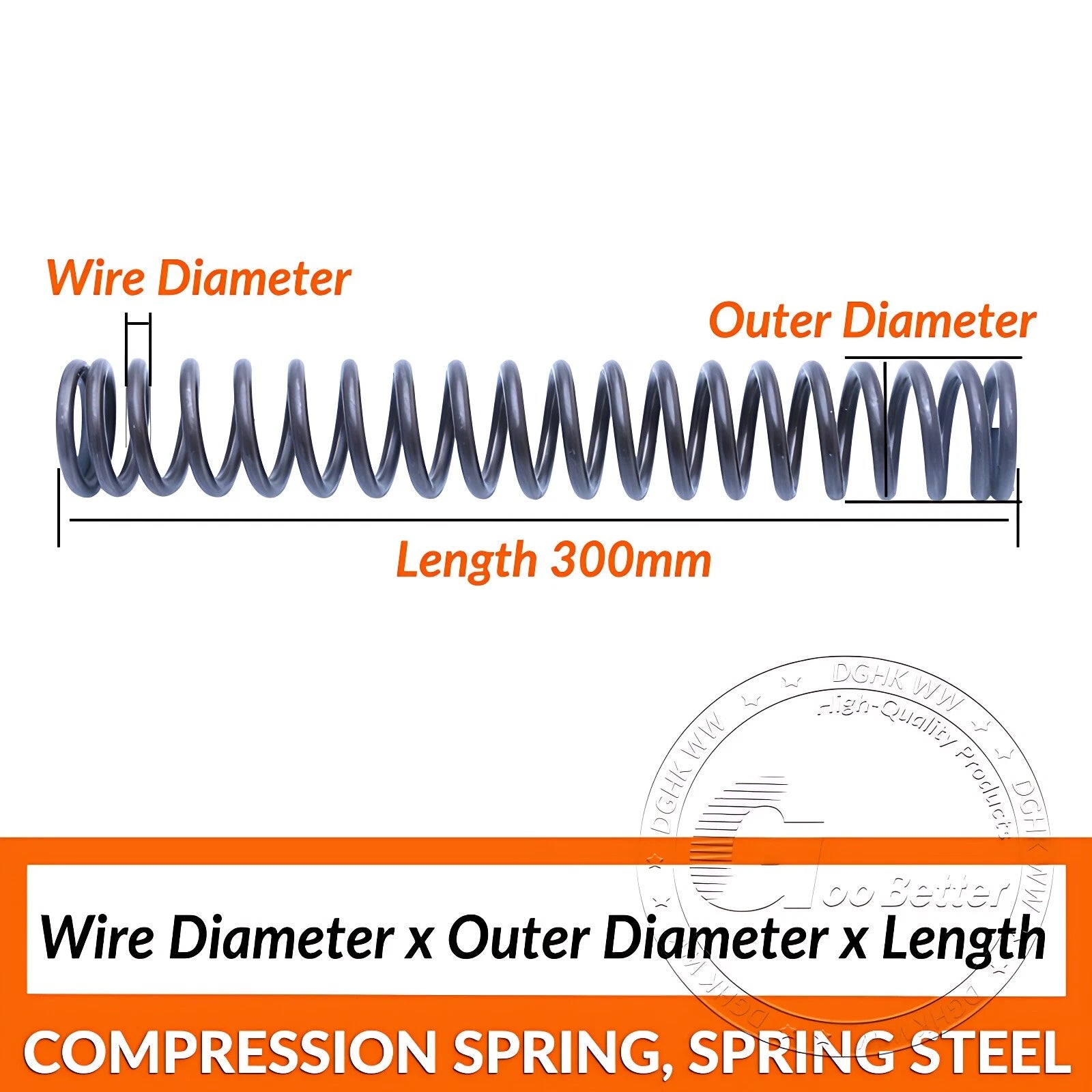 Compression Spring Various Size 2-36mm Diameter & 300mm Length Pressure Springs